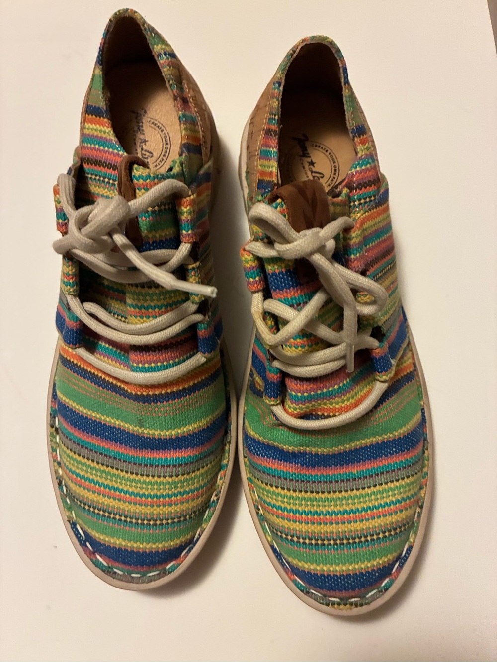Tony Lama Multicolor Striped Sneakers - Green & Blue Accents